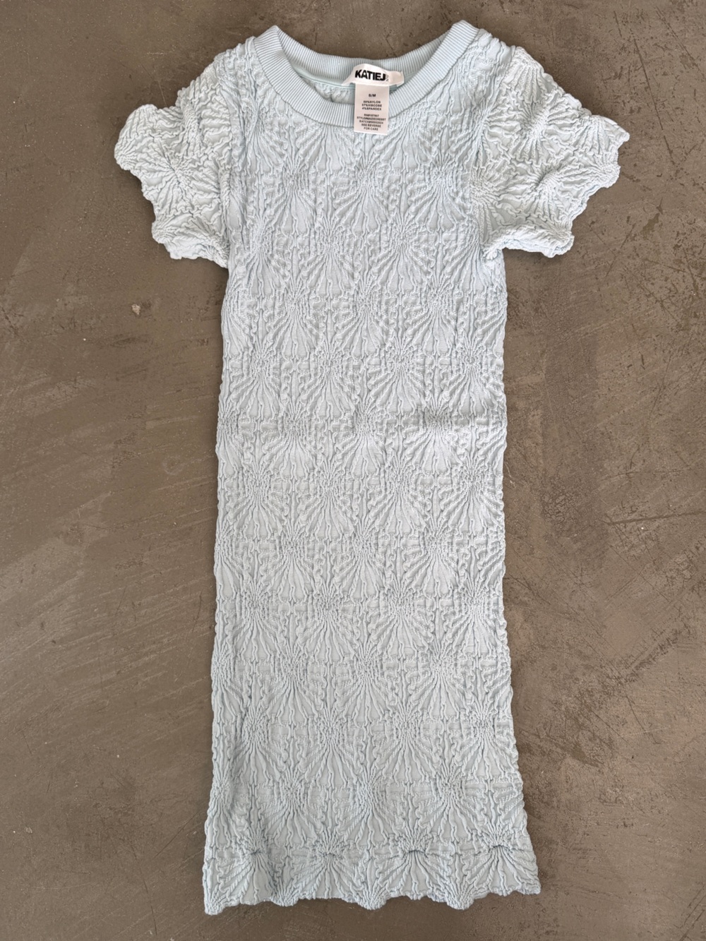 Katie J NYC Pale Blue Textured Knit Kids Casual Dress